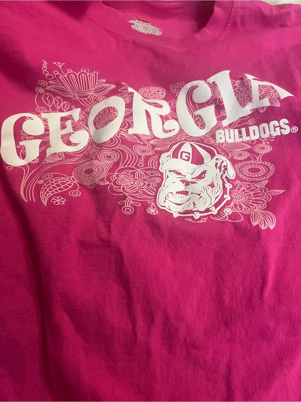 Hanes Bright Pink Georgia Bulldogs Graphic Tee